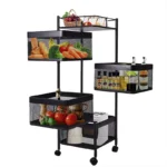 4 Layer 360 Degree Rotating Vegetable Shelf Square Shape Kitchen Storage Rack