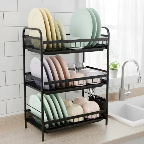 3-Layer-Iron-Drain-Dish-Rack - 2 - ZARAAD